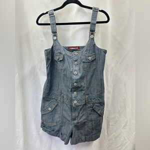 Guess Jeans denim button front overall shorts size 32